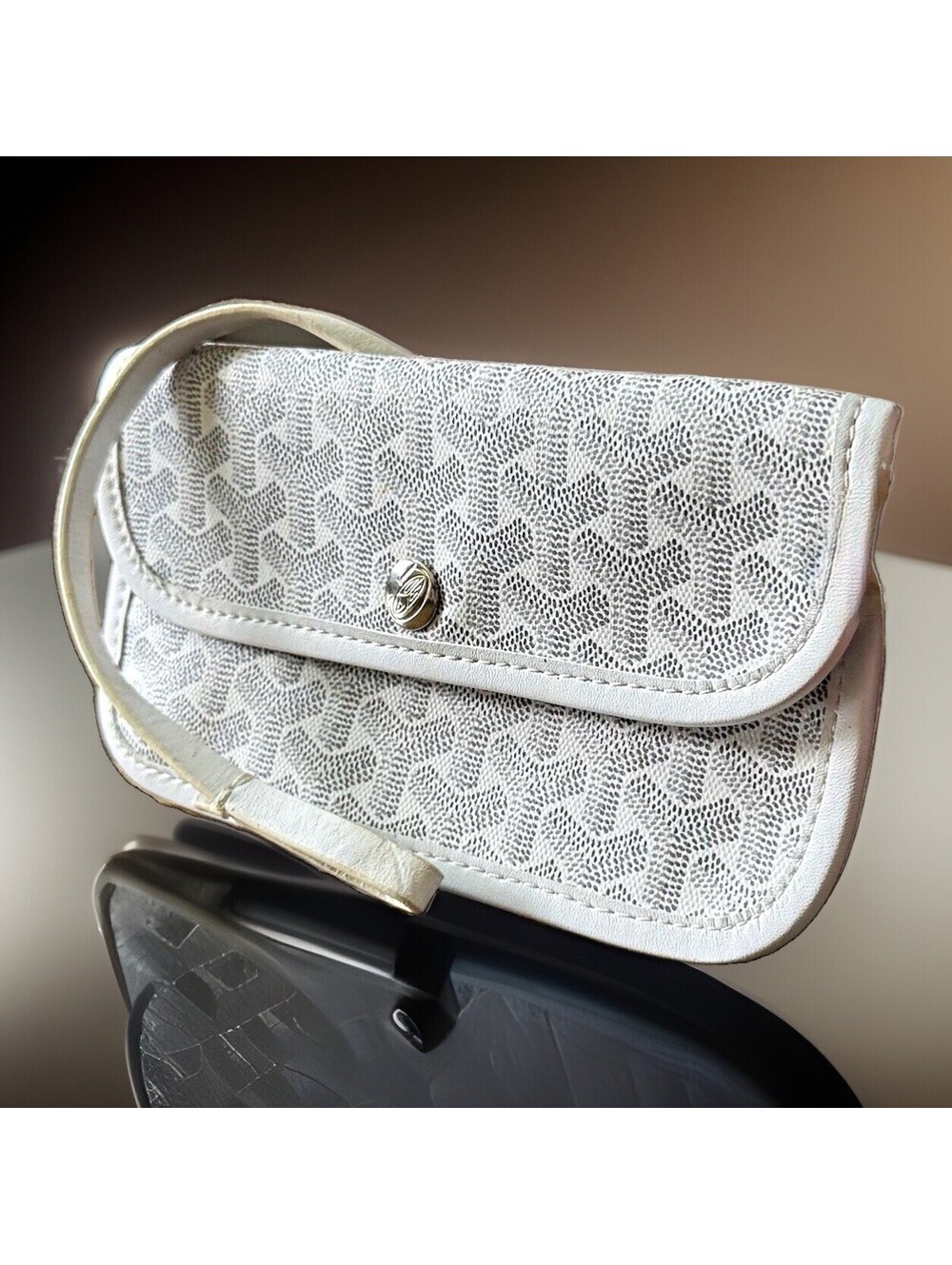 Goyard Saint Louis White Goyardine Pouch Wristlet Clutch Authenticity Details